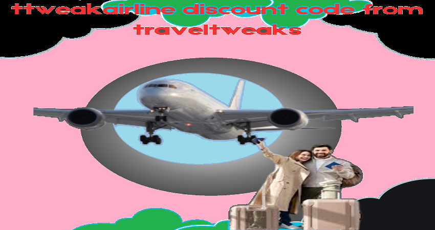 TTweakAirline discount code from TravelTweaks promotion featuring airplane and happy couple with luggage saving on flights