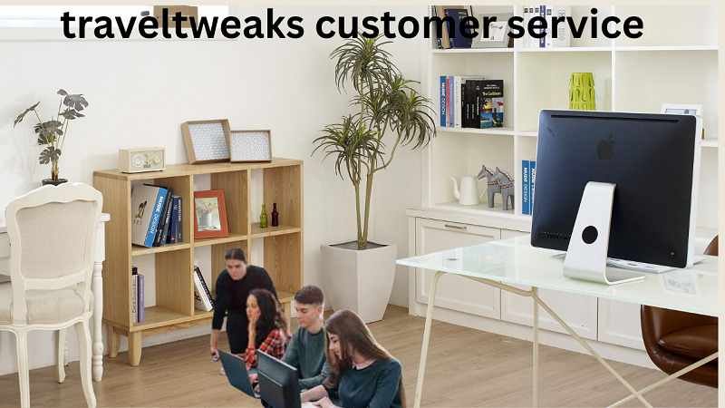 “Traveltweaks customer service team working in a modern office to assist travelers with bookings and support requests”