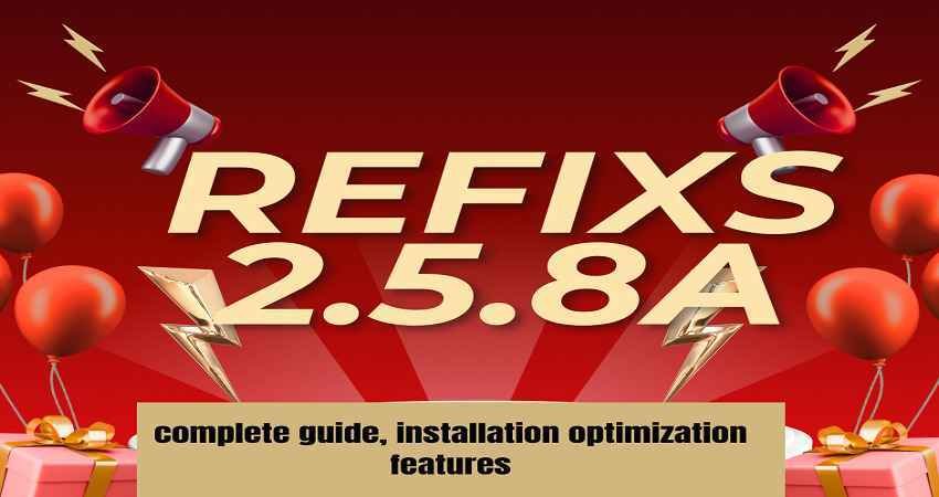 Refixs2.5.8a complete guide banner showing installation, optimization, and features overview